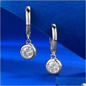 Stud Solitaire Moissanite Diamond Dangle Earring 100% Real 925 Sterling Sier Wedding Drop Earrings For Women Bridal Jewelry Gift Drop DHI49