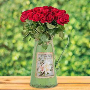 花瓶スズ噴水バケツコンテナレトロ装飾花飾りプランターガーデンアイアンシルバーテーブル装飾
