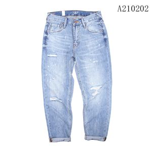 Novo estilo de jeans para primavera e verão, calças retrô japonesas leves cônicas de perna reta