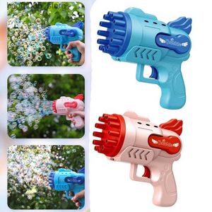 Novel Games Bubble Gun Electric Automatic So Rocket Bubbles Machine Kids Portable Outdoor Party Toy LED Light Blower Toys Children Gifts 220704 Q240307