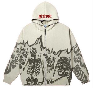 Erkek Hoodies Sweatshirts y2k Millennium Style Yuvarlak Boyun İskelet Kazak Çiftler Sonbahar/Kış Yeni Uzun Kollu Kafatası Üst Kat