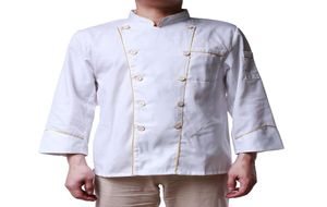 Männer039s Jacken Hochwertige weiße Küchenchefjacke Uniformen Volle Ärmel Kochkleidung Lebensmitteldienstleistungen Gehröcke Arbeitskleidung4852446