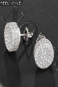 Hip Hop 1Pair Micro pełny utwardzony okrągły cyrkon CZ Stone Bling Iced Out Kolczyki na stadninę miedziane kolczyki dla mężczyzn biżuteria 210618627885