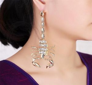 Hoop Huggie Gold Color Silver överdriven CZ Scorpion Long Drop Earrings 2211119401765