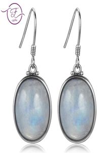 925 Sterling Silver Earrings 10X14MM Large Oval Natural Moonstone Elegant Simple Pendant Whole Engagement Part 2106161294763