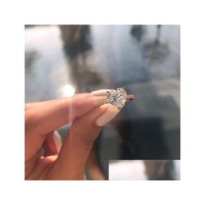 Cluster Rings Update Cubic Zircon Heart Ring Diamond Rings Crystal Engagement Wedding Women Fashion Jewelry Drop Delivery Jewelry Rin Dh0Xx