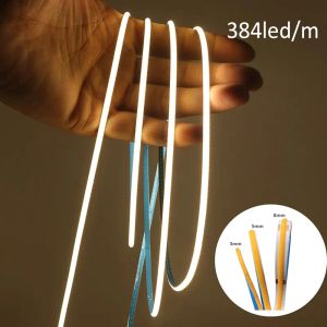 3mm 5mm Ultra Thin COB LED Strips 12V 24V RA>90 High CRI LED Tape Light Cuttable Flexible 16.4FT Super Bright IP20 for Indoor House LL