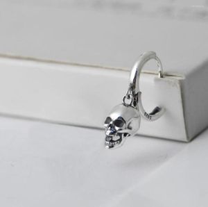 Hoopörhängen 925 Solid Sterling Silver Biker Men Women Skull Huggie Single Earring Jewelry A15799724102