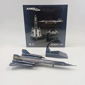 Diecast Metal Alloy Jet Toy 1 144 Skala SR-71 SR71 Blackbird Aircraft Plan Model Toy for Collection 240223