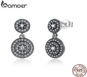 925 Sterling Silver Radiant Elegance Earrings Clear CZ Crystals omgav forntida kvinnor Drop Earings PAS471 2106247968639