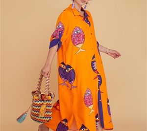 Balık deseni uzun düğmeli boho elbise 2021 6 farklı renk seçeneği olan kadınlar için otantik moda giyim q07128890236