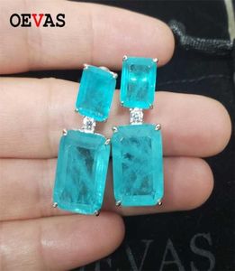 Oevas 100 925 prata esterlina paraiba turmalina pedra preciosa brincos para mulheres espumante festa de noivado jóias finas presentes 27939323