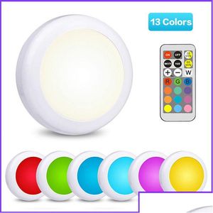 Nachtlichter Brelong LED-Schrankleuchte 13 Farben RGB Pat Dimmbar Bar Atmosphäre Lampe Thekenbeleuchtung Fernbedienung Nacht 1 Stück Drop D Dh16G