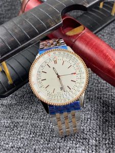 U1 Top AAA Bretiling 46MM Navitimer Watch Automatic Mechanical Movement Silver Dial 50TH ANNIVERSARY Men Watches Brown Stainless Steel Strap Wristwatch