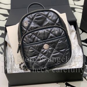 10A Spiegelqualität Designer kleine Nylon -Rucksack -Damen Luxurys Handtaschen mit Stamme Klappe Chip Geldbörse Doppelketten -Gurt -Schulter -Schwarz -Beutel mit Schachtel