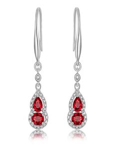 Dangle Chandelier Fashion Gourd Red Crystal Ruby Gemstones Zircon Diamonds Drop earrings for women for white gold銀色のbrinc2730854