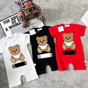 Комбинезоны для малышей, повседневный костюм с надписью «Медведь», красочный комбинезон с короткими рукавами, летний комбинезон из 100% хлопка, брендовый детский комбинезон, мягкий комбинезон для новорожденных, размер 59-90 см.