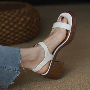 Chic Line Sandal Shoes Women Roman Style Sandaler Middle Heel Summer Minimalist Waterproof Platform Open Toe High Sandles Heels Thick 240228