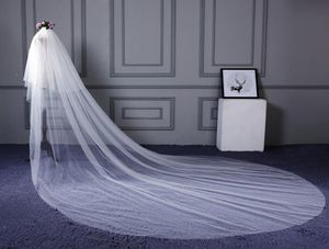 Bling Bling Crystal Cathedral Bridal Veils Luxury Long Applique Pärled Custom Made High Quality Wedding Veils2518864