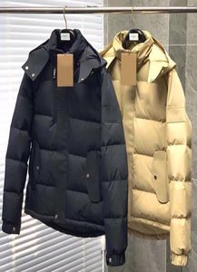 Doudoune Winter Men Black and Beige Down Jacket British Style Parka厚い温かい短いフード付きビジネスレジャーコート4549788