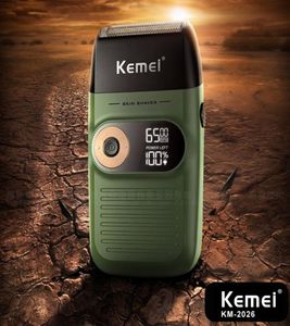 Kemei km2026 km2027 barbeador elétrico para homens lâmina dupla à prova d' água alternativo sem fio navalha recarregável usb máquina de barbear 8793194