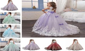 Flower Girls Dresses Princess Lilac Little Bride Long Pageant Dress for Girls Glitz Puffy Tulle Prom Dress Children Graduation Gow4776952