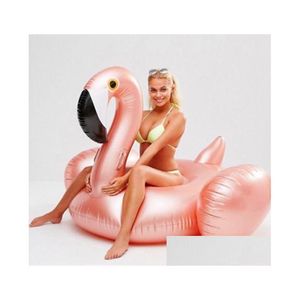 Inflatable Floats Tubes Yuyu Rose Gold Flamingo Swimming Float Tube Raft Adt Nt Pool Ring Summer Water Fun Toys4962326 Drop Delive Dhrbh