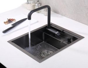 black Hidden Kitchen sink Single bowl Bar Small Size sink Stainless Steel Balcony sinks Concealed black kitchen sink Bar3620903