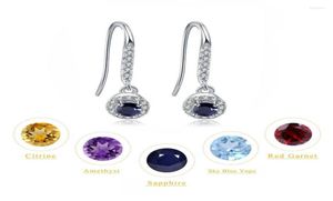 Dangle Küpe Gem39s Ballet 925 STERLING Gümüş Balık Kancası Doğal Mavi Safir Doğum Taşı Kadınlar İçin Damla İnce Mücevherler6603052