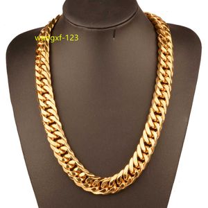 Luxuriöser Hip-Hop-Schmuck, Edelstahl, echtes 14K-18K-Gold vergoldet, dicke Miami-Kubanische Gliederkette für Männer