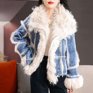 2023 New Haining Rabbit Hair And Integrated Coat Women's Short Trendy Cool Fur Motorcycle Jacket Top 9738