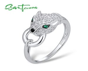 Santuzza Silver Ring for Women Pure 925 Sterling Silver Leopard Panther Ring Cubic Zirconia Rings Party Trendy Fine Jewelry 2202099881854