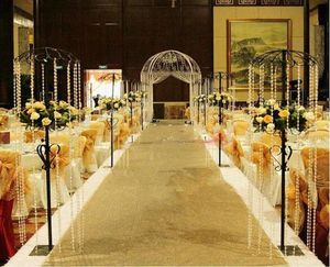 12 m Wide X 10 mroll Shiny Gold sequins Pearlescent Wedding Carpet Fashion Aisle Runner T station Carpet For Party Decoration Su3635277