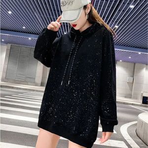 Plain Blac Hooded Sweatshirts For Women Long Hoodies Harajuku Female Clothes Fashion Tops Autumn and Winter Casual Matching Emo 240301