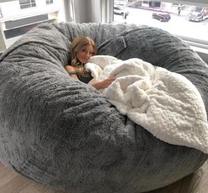 Stolskydd Drop Lazy Soffa Floor Seat Couch Recliner Pouf Giant Soft Fluffy Päls Sovande futonbönväska för vuxen Kid ReleaseChair2308786