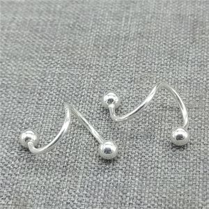 Studörhängen 4prs Sterling Silver S Shape Ear Wires w/ gängad kul End 925 Twist Wire Screw Earring