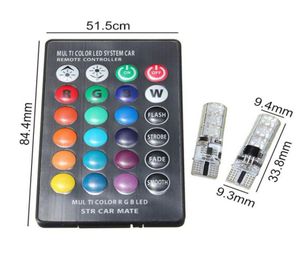 T10 w5w led luzes do carro lâmpadas led rgb com controle remoto 194 168 501 estroboscópio led luzes de leitura branco vermelho âmbar 12v9736009