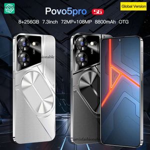 Povo5pro Android-Smartphone, Touchscreen, Farbbildschirm, 4G, 8 GB, 12 GB, 16 GB RAM, 256 GB, 512 GB, 1 TB ROM, 7,3-Zoll-HD-Bildschirm, Schwerkraftsensor, unterstützt mehrere Sprachen