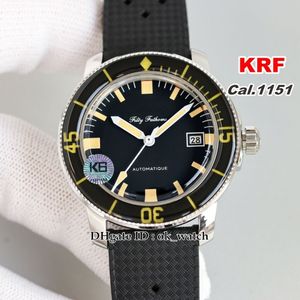 KRFウォッチ50ファゾムバラクーダ5008B-1130-B52A CAL 1151自動メンズウォッチブラックダイヤル40 3mm gentsウォッチラバーストラップ3100