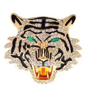 Colar de broche criativo e personalizado masculino de dupla finalidade, cabeça dominadora incrustada com broche de diamante, Twee Zodiac Series Tiger