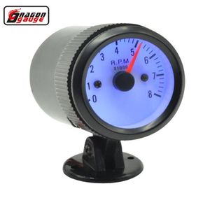 Dragon Gauge 2 -calowe 52 mm CAR BLACK Shell Tachometr Rev Wskaźnik licznikowy Wskaźnik Niebieska LED 08000 RPM PODS4567166