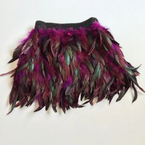 Skirt Black Peacock Ostrich Feather Mini gonna Costume Dance Donna Feathers Fringe Fringe High Waist Vestido Falda Plumas Gonza