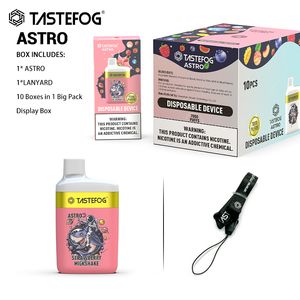 Original Tastefog Astro 7000 Puff Descartável Vape Box 2% Mesh Coil Electronic Cigarette Vapes Kit Shisha 16ml 650mAh 12 sabores com cordão grátis preço de atacado