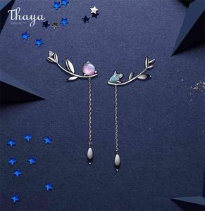 THAYA 디자인 은색 Moonnight Purple Zircon Stud Earrings Flatinum for Women Mimsummer Night039S Dream Fine Jewelry 210615261123