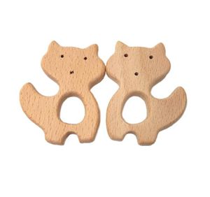 4pcs Wooden Fox shape Teether Baby Teething Toy Teething Accessories Kids Teething Pendant Nursing Holder Baby Wooden Toys2122521