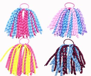 Dziewczyna 5quot o Akorker Ponytail Holders Korkers Curly Ribbons Streamery Corker Hair Bobbles Bows Flower Elastic School Boostery H5744185