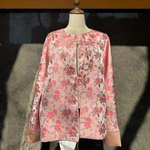 Kvinnors blusar rosa silkeklänning högklassig anpassad dam outfit vår mode broderi skådespelerska kläder sex forntida