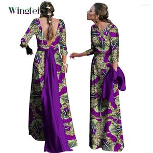Ethnic Clothing Fashion Robe Africaine Lady Dashiki African Dresses Elegant Backless Party Evening Women Maxi Long WY10008