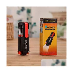Screwdrivers Mti-Screwdriver Torch 8 In 1 With 6 Led Powerf Tools Light Up Flashlight Screw Driver Home Repair Drop Delivery Garden H Dhoia