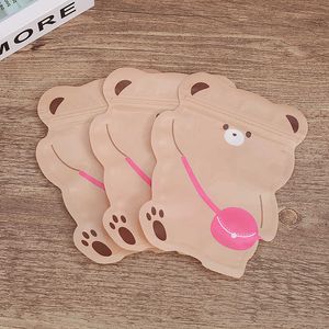 12 * 15 cm Adorável Urso Açúcar Sacos de Embalagem Plástica de Folha de Alumínio Bolsa de Desenhos Animados para Presente de Crianças Doces Biscoitos Lanche Biscoito Noz Brinquedos Armazenamento de Pacotes de Jóias